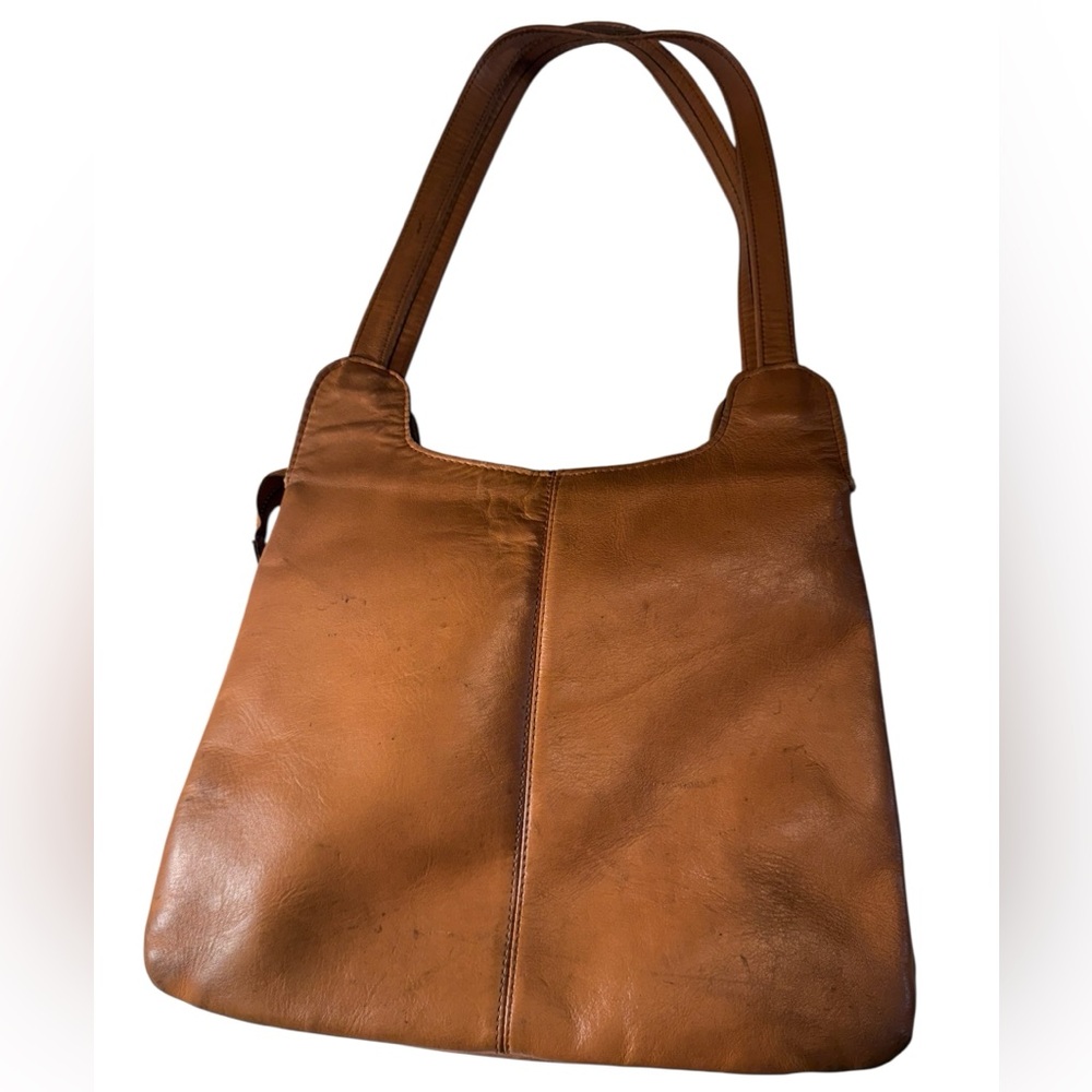 Vintage Supple Tan Retro 1970s Leather BOHO Shoulder Bag Purse NICE - Picture 5 of 16